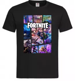Чоловіча футболка Фортнайт колаж Чорний фото