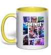 Чашка з кольоровою ручкою Фортнайт колаж Лимонний фото