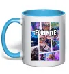 Чашка з кольоровою ручкою Фортнайт колаж Блакитний фото