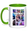Чашка з кольоровою ручкою Фортнайт колаж Зелений фото