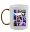 Чашка з кольоровою ручкою Фортнайт колаж Золото фото