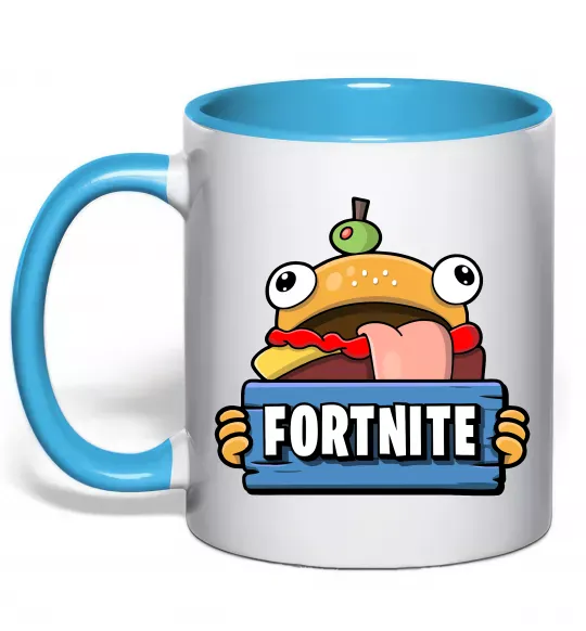 Чашка з кольоровою ручкою Burger Fortnite Блакитний фото