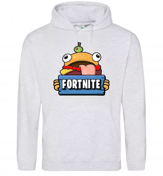 Женская толстовка (худи) Burger Fortnite Серый меланж фото