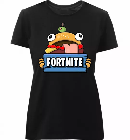 Жіноча преміум футболка Burger Fortnite Чорний фото