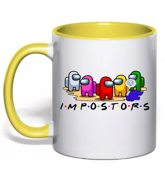 Чашка с цветной ручкой Among us Impostors Солнечно желтый фото