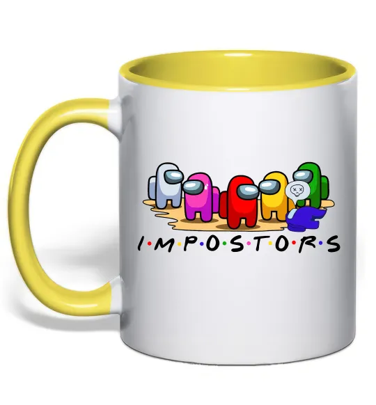 Чашка з кольоровою ручкою Among us Impostors Лимонний фото