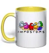 Чашка з кольоровою ручкою Among us Impostors Лимонний фото