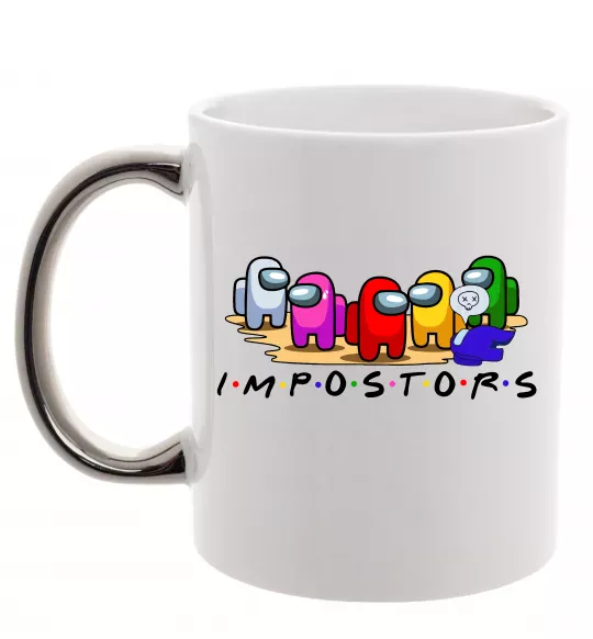 Чашка с цветной ручкой Among us Impostors Серебро фото