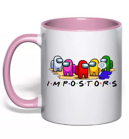 Чашка с цветной ручкой Among us Impostors Нежно розовый фото