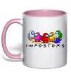 Чашка с цветной ручкой Among us Impostors Нежно розовый фото