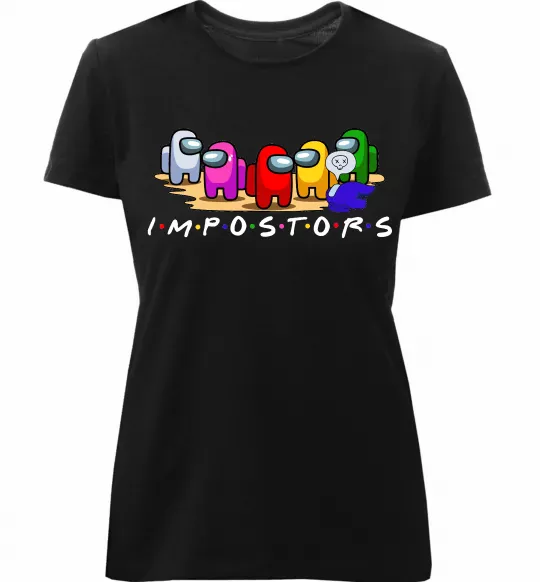 Женская премиум футболка Among us Impostors Черный фото