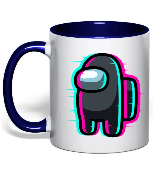 Чашка з кольоровою ручкою Among us glitch Глибокий темно-синій фото