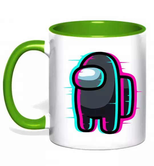 Чашка з кольоровою ручкою Among us glitch Зелений фото