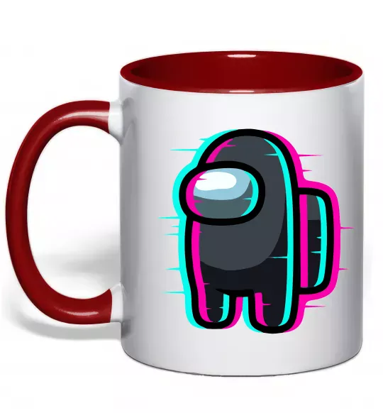 Чашка з кольоровою ручкою Among us glitch Червоний фото