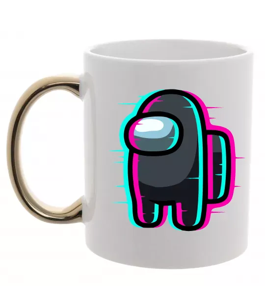 Чашка з кольоровою ручкою Among us glitch Золото фото