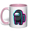 Чашка з кольоровою ручкою Among us glitch Ніжно рожевий фото