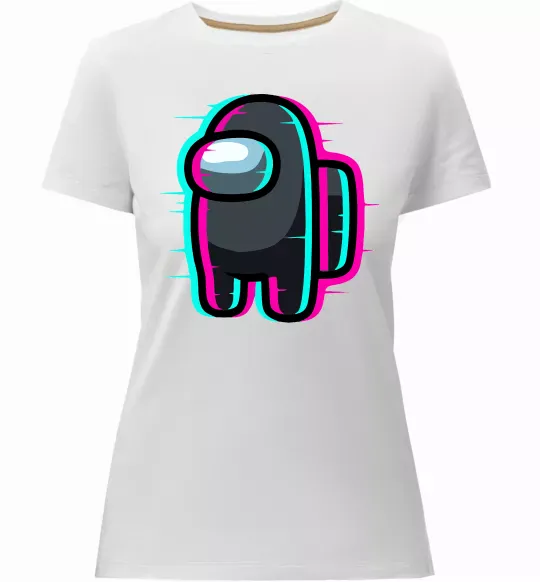 Женская премиум футболка Among us glitch Белый фото