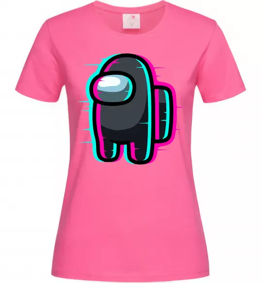 Жіноча футболка Among us glitch Яскраво-рожевий фото