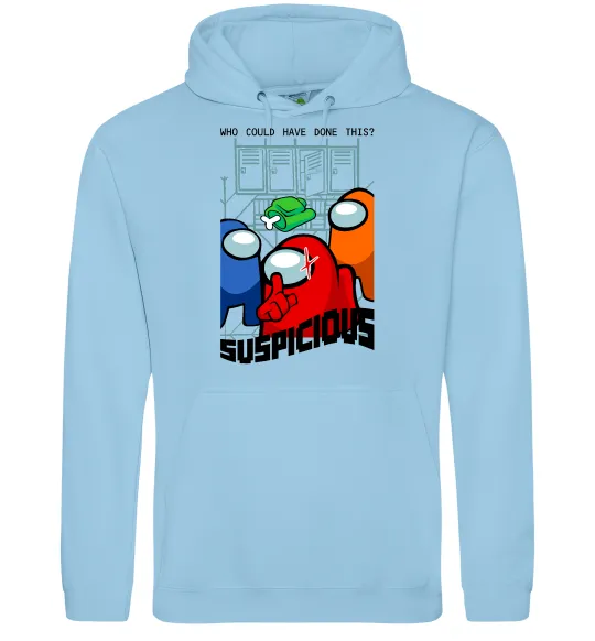 Мужская толстовка (худи) Who could have done this Голубой фото