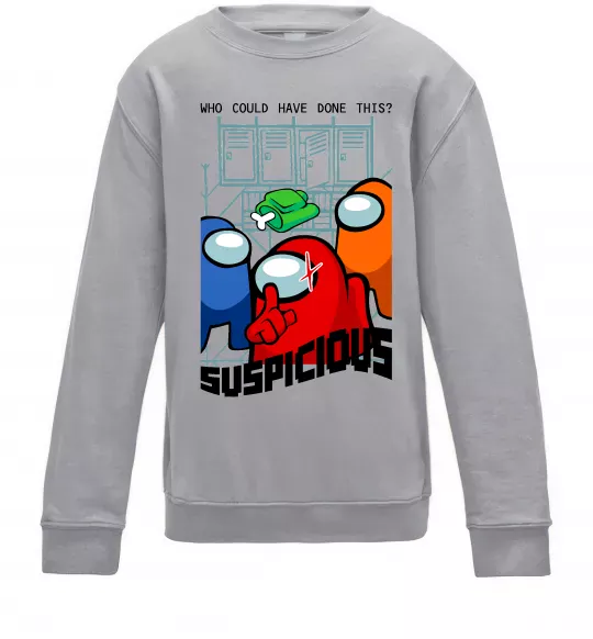 Детский Свитшот Who could have done this Серый меланж фото