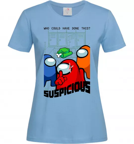Жіноча футболка Who could have done this Блакитний фото