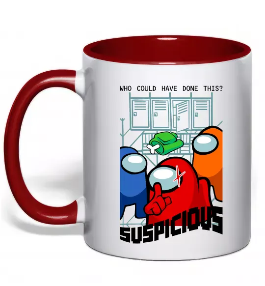 Чашка с цветной ручкой Who could have done this Красный фото