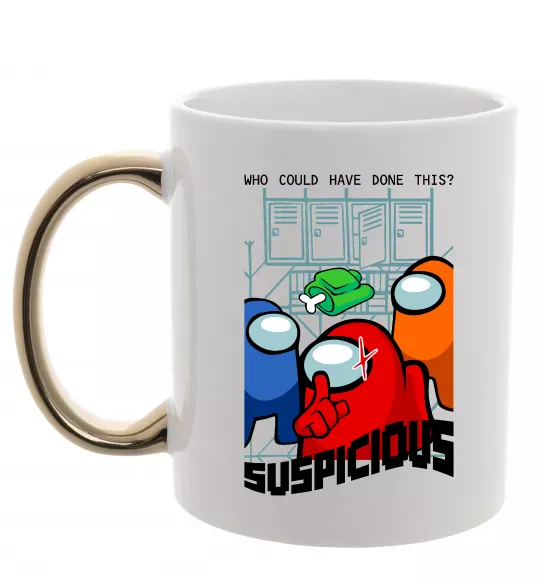 Чашка с цветной ручкой Who could have done this Золото фото