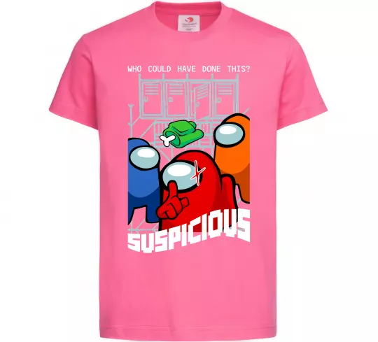 Детская футболка Who could have done this Ярко-розовый фото