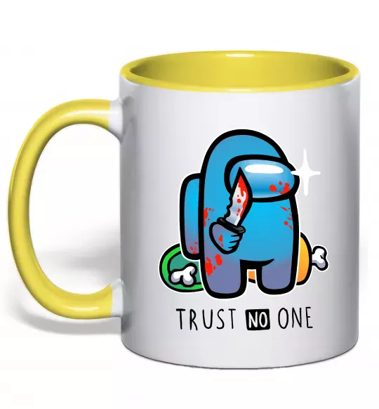 Чашка с цветной ручкой Trust no one Солнечно желтый фото