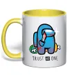 Чашка з кольоровою ручкою Trust no one Лимонний фото