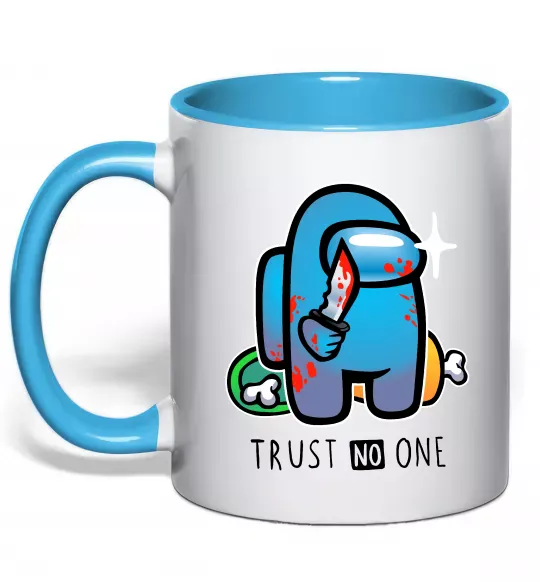 Чашка с цветной ручкой Trust no one Голубой фото