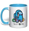 Чашка с цветной ручкой Trust no one Голубой фото