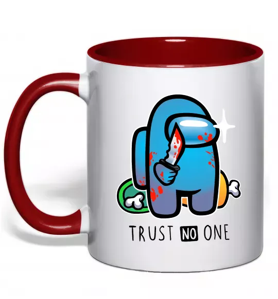 Чашка с цветной ручкой Trust no one Красный фото