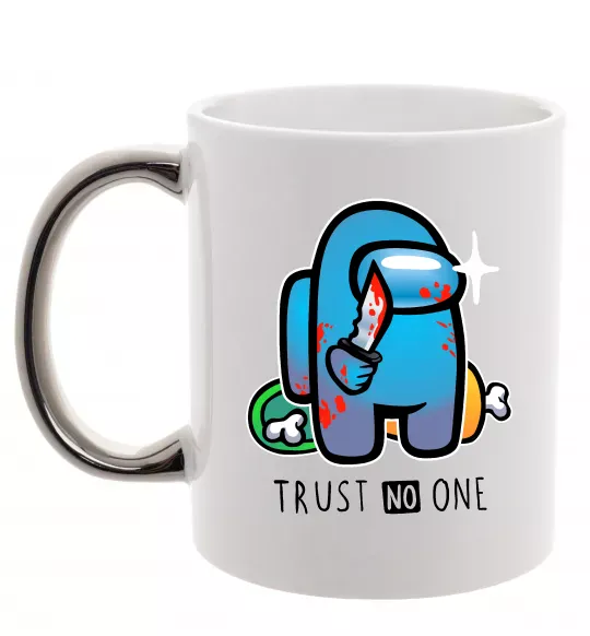 Чашка с цветной ручкой Trust no one Серебро фото