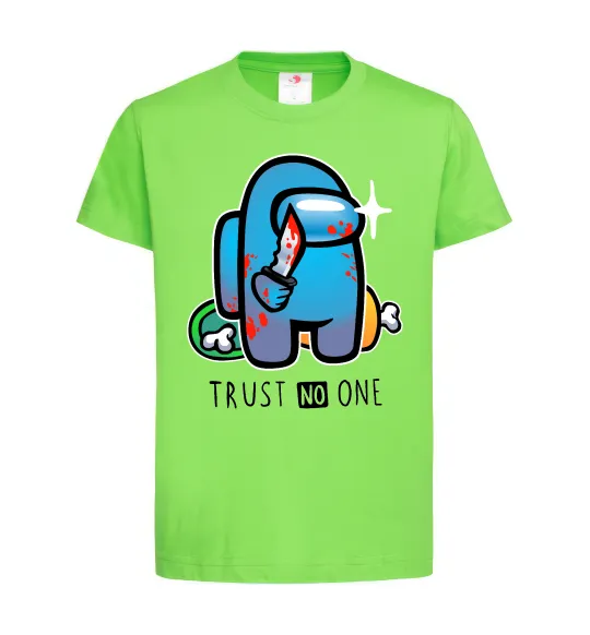 Дитяча футболка Trust no one Лаймовий фото