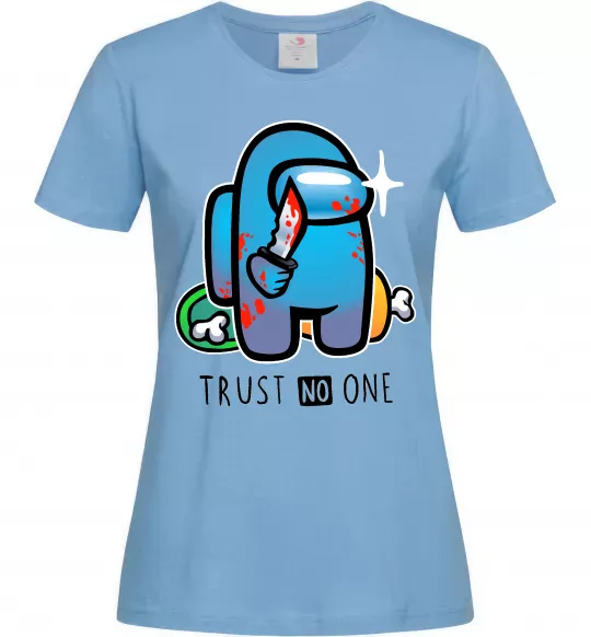 Жіноча футболка Trust no one Блакитний фото