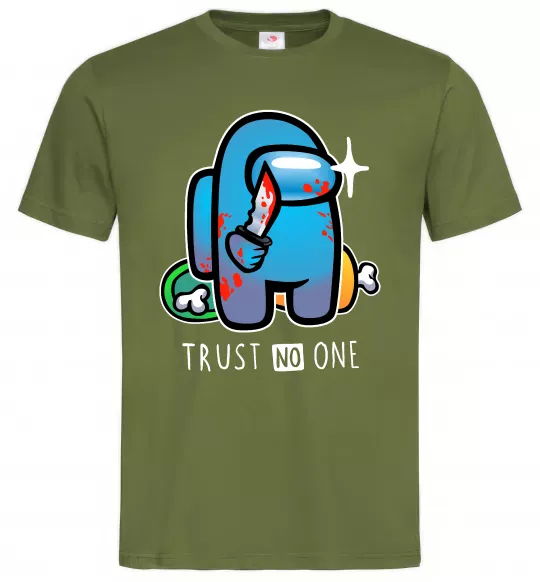 Чоловіча футболка Trust no one Оливковий фото