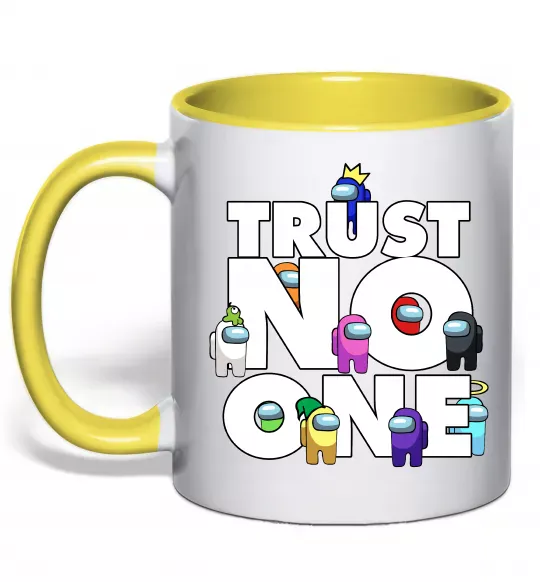 Чашка с цветной ручкой Among Us trust no one Солнечно желтый фото