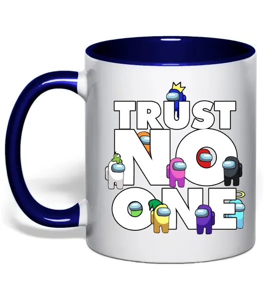 Чашка с цветной ручкой Among Us trust no one Глубокий темно-синий фото