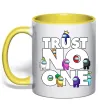 Чашка з кольоровою ручкою Among Us trust no one Лимонний фото