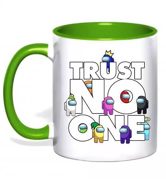 Чашка с цветной ручкой Among Us trust no one Зеленый фото