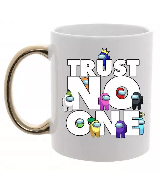 Чашка с цветной ручкой Among Us trust no one Золото фото