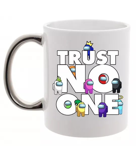 Чашка с цветной ручкой Among Us trust no one Серебро фото