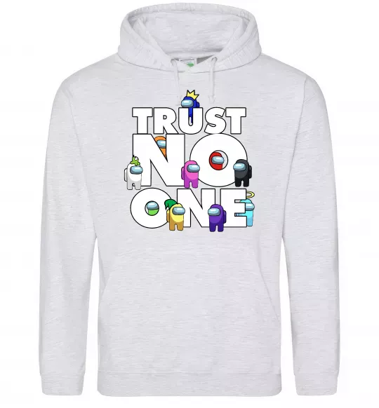 Чоловіча толстовка (худі) Among Us trust no one Сірий меланж фото