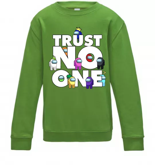 Детский Свитшот Among Us trust no one Лаймовый фото