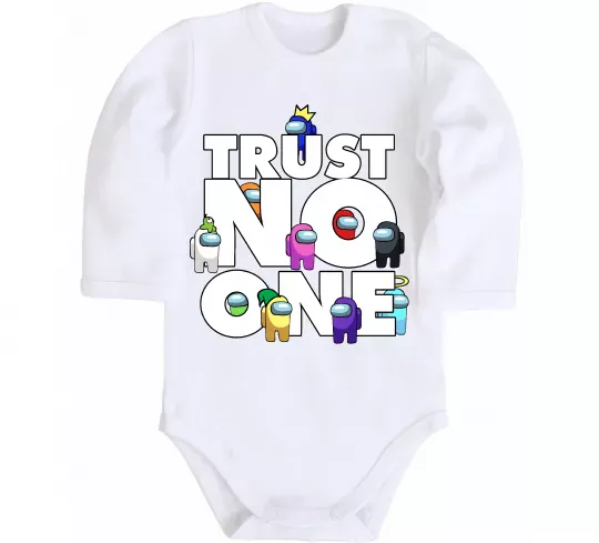 Дитячий бодік Among Us trust no one Білий фото