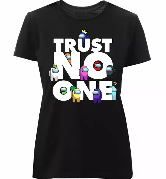 Жіноча преміум футболка Among Us trust no one Чорний фото