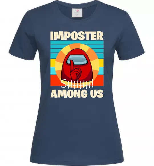 Жіноча футболка Among Us Shhh Темно-синій фото