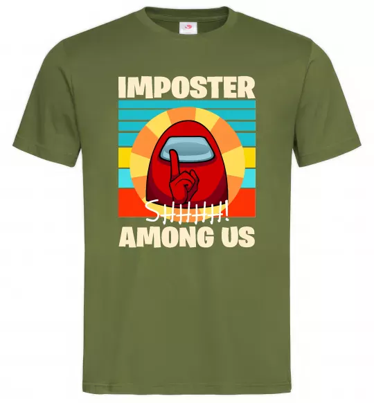 Мужская футболка Among Us Shhh Оливковый фото