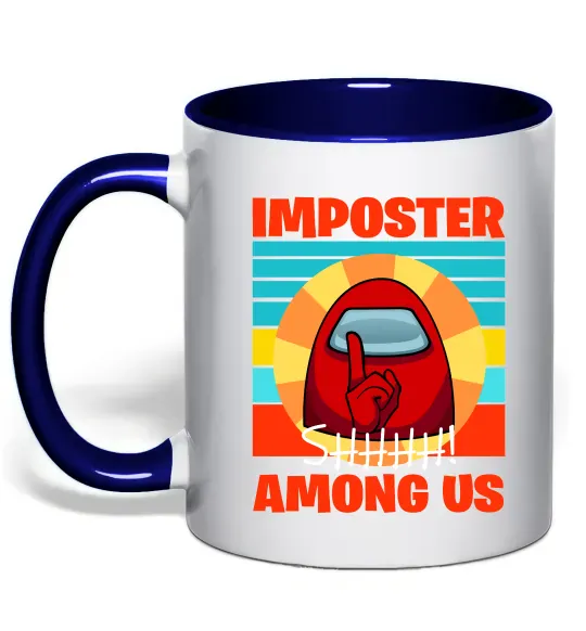 Чашка з кольоровою ручкою Among Us Shhh Глибокий темно-синій фото